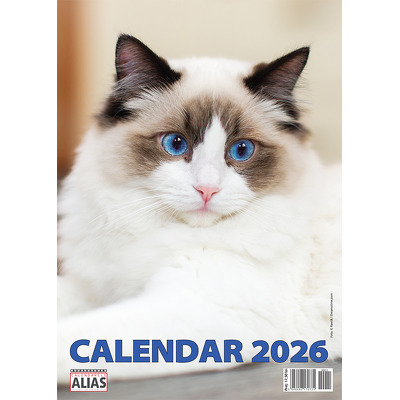 Calendar de perete 2026 cu 12 file. Pisici