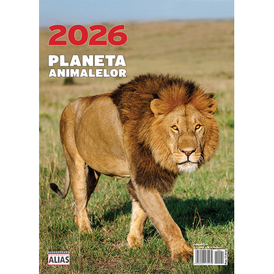 Calendar de perete 2026 cu 12 file. Planeta Animalelor