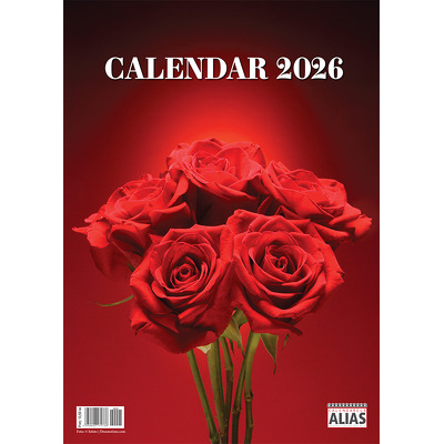 Calendar de perete 2026 cu 12 file. Trandafiri