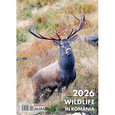 Calendar de perete 2026 cu 12 file. Wildlife in Romania