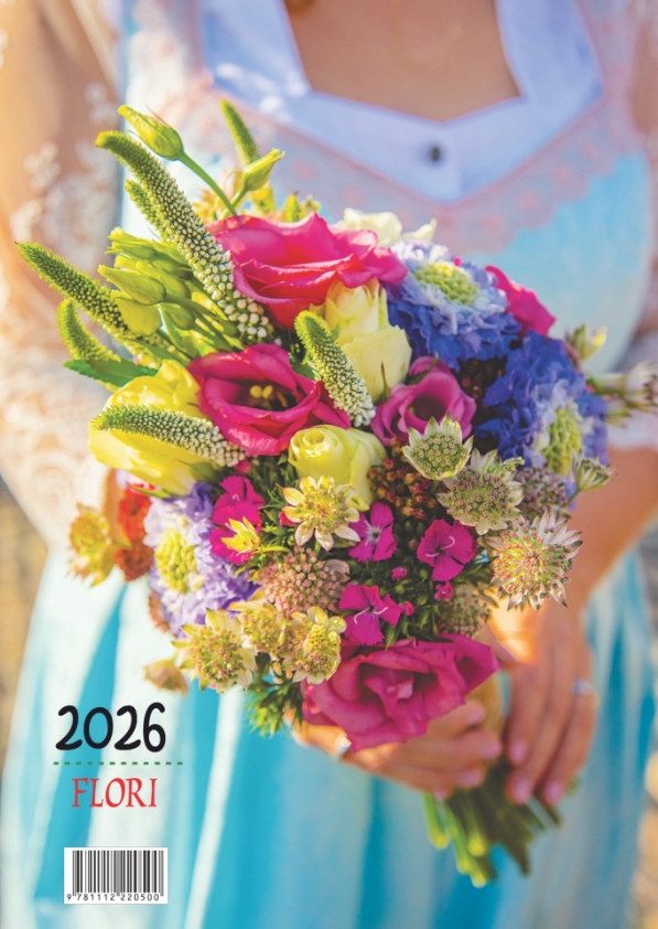 Calendar de perete cu flori 2026