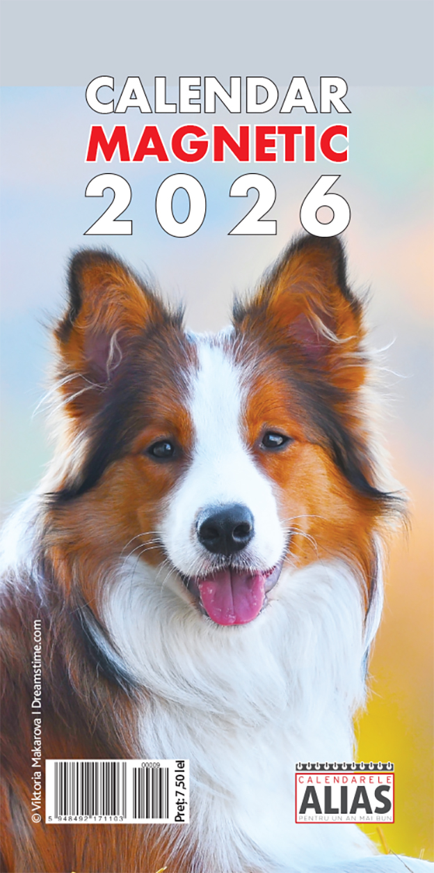 Calendar magnetic 2026 cu 13 file. Caini