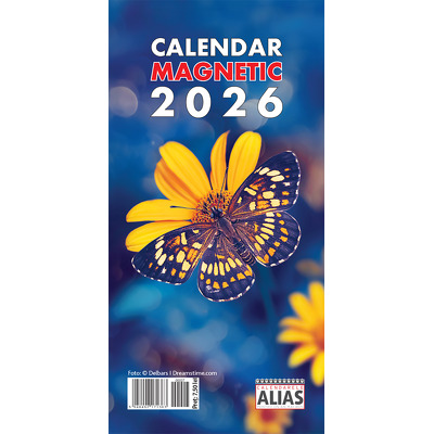 Calendar magnetic 2026 cu 13 file. Fluturi