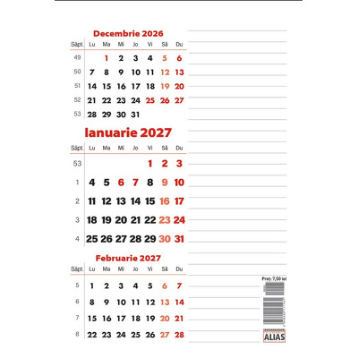 Calendar triptic cu planner magnetic 2027