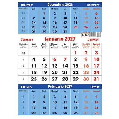 Calendar triptic de perete 2027