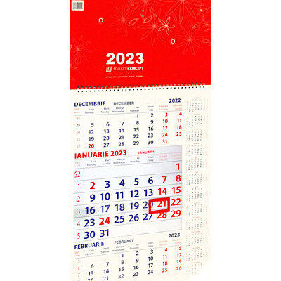 Calendar triptic de perete, pe anul 2023
