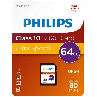 Card memorie SDXC, clasa 10, PHILIPS -  64GB