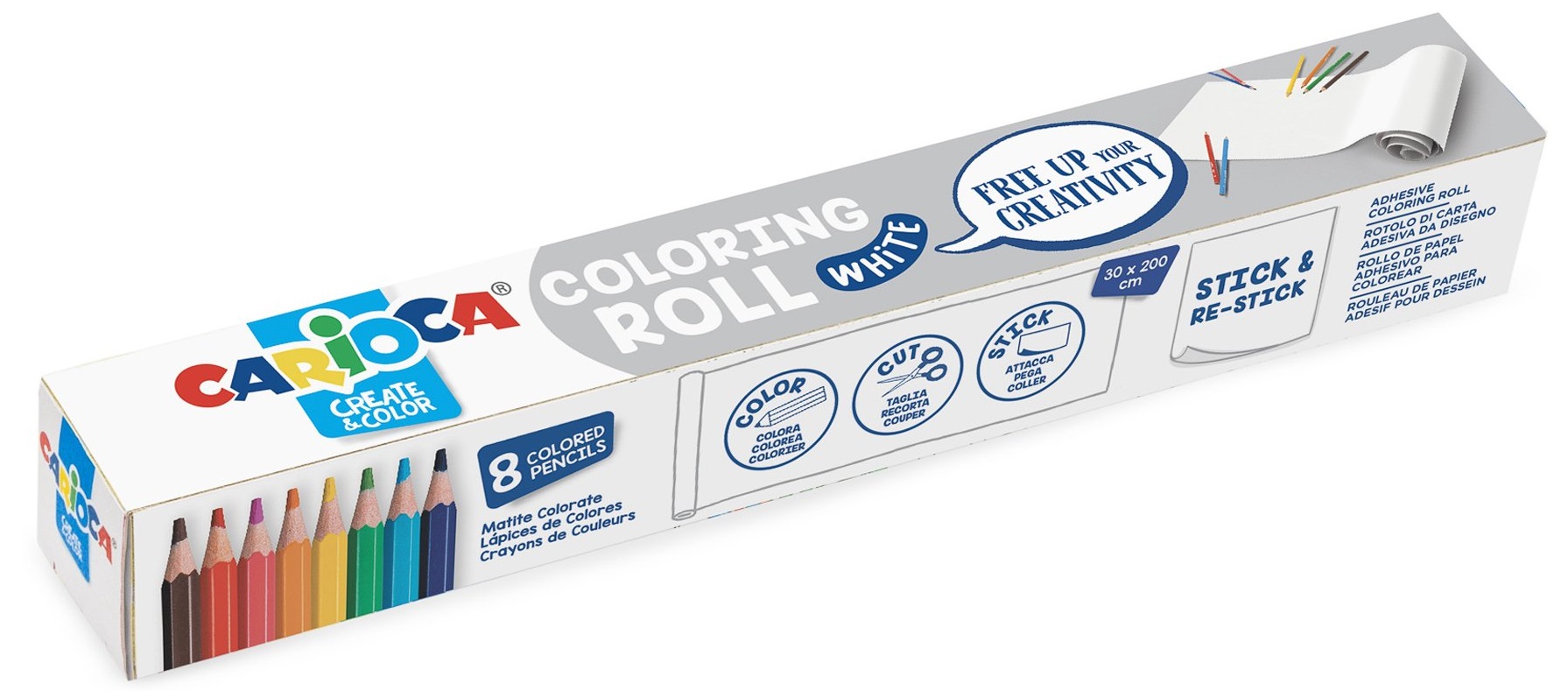 CARIOCA Coloring Roll, 30 x 198 cm/rola, hartie autoadeziva - White