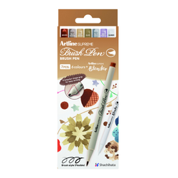 Carioca corp triunghiular, Supreme, varf flexibil (tip pensula), 6 culori/cutie cu blender -