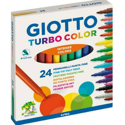 Carioca lavabila cu varf 2,8 mm, 24 culori/cutie, GIOTTO Turbo Color