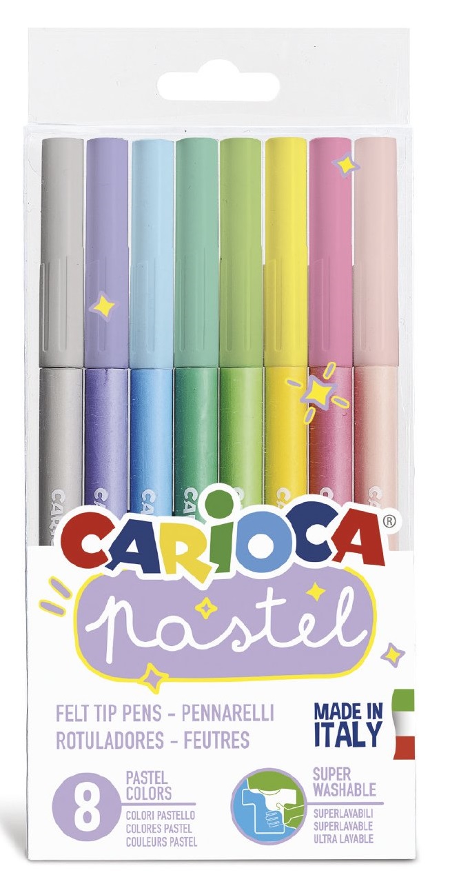 Carioca super lavabila, varf 1-4.7mm, 8 culori/set, Carioca Pastel