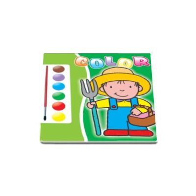 Carte de colorat cu acuarele si pensula (verde)