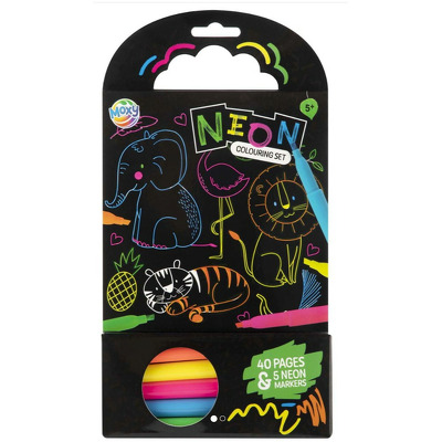 Carte de colorat cu carioci neon - Animalute