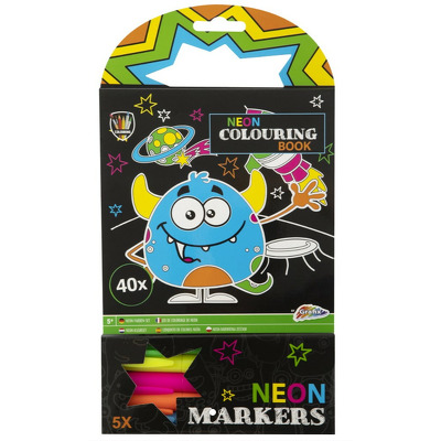 Carte de colorat cu carioci neon - Monstrulet