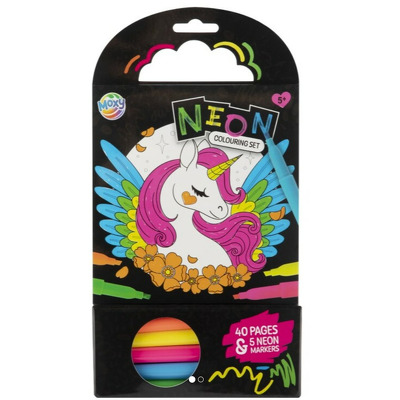 Carte de colorat cu carioci neon - Peripetiile unicornului