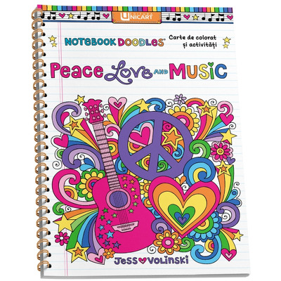 Carte de colorat si activitati. Peace Love and Music