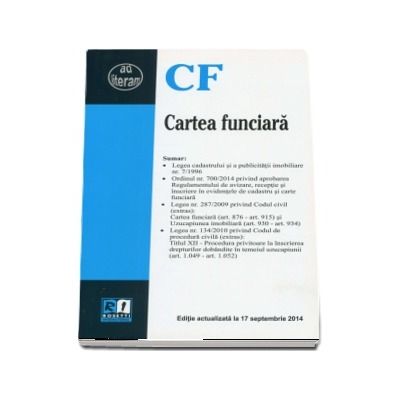Cartea funciara. Editie actualizata la 17 septembrie 2014