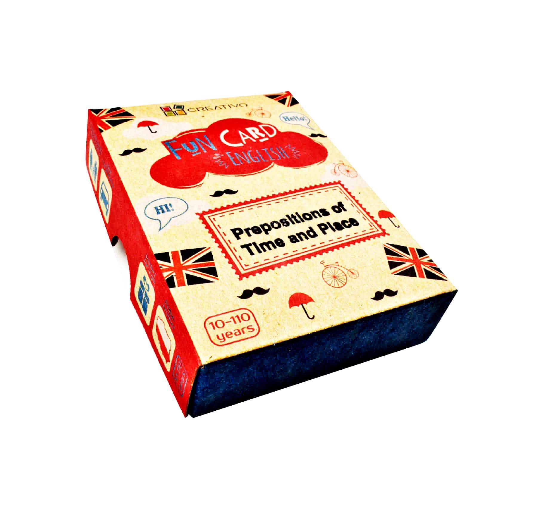 Carti de joc educative in limba engleza. Fun Card English. Prepositions of Time and Place