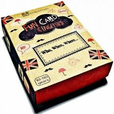 Carti de joc educative in limba engleza. Fun Card English. Who, When, Where...