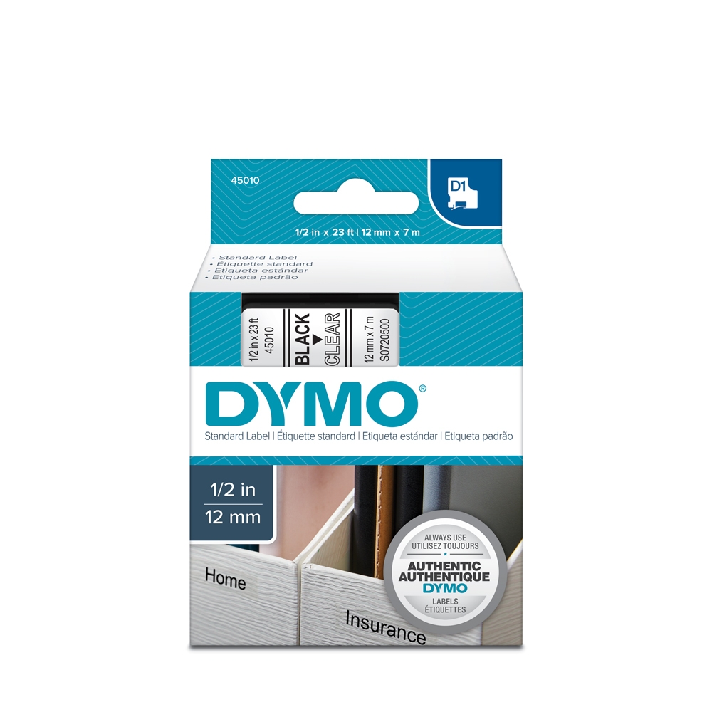 Banda Dymo D1 (19 mm x 7 m ) text:negru / fond:alb