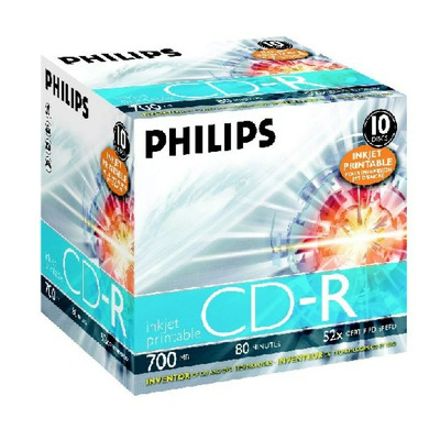 CD-R 700MB-80min  Jewelcase, 52x, printabil, PHILIPS