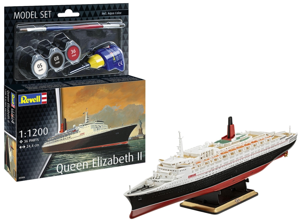 Celebrul vas de croaziera QE2 – macheta cu vopsele, pensula si adeziv incluse