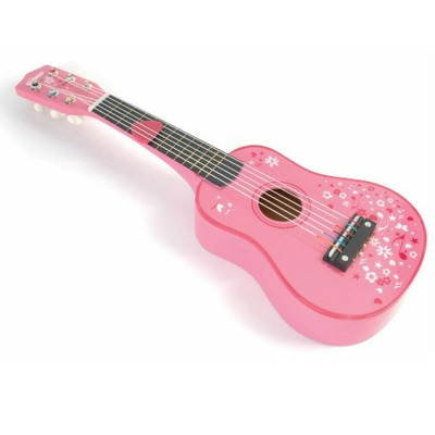 Chitara din lemn pentru copii - Roz