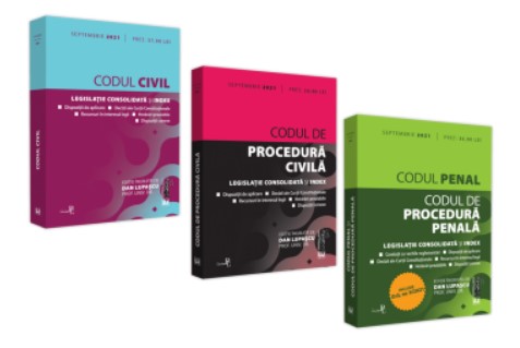 Codul civil, Codul de procedura civila, Codul penal si Codul de procedura penala. SEPTEMBRIE 2021