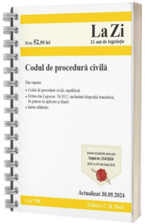 Codul de procedura civila. Cod 798. Actualizat la 30.09.2024