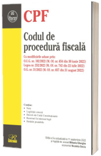 Codul de procedura fiscala. Editia a 5-a actualizata la 11 septembrie 2022