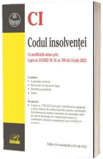 Codul insolventei cu modificarile aduse prin Legea nr. 216/2022 (M. Of. nr. 709 din 14 iulie 2022)