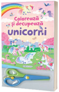 Coloreaza si decupeaza Unicorni (roz)