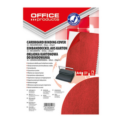 Coperta carton imitatie piele 250g/mp, A4, 100/top Office Products - rosu