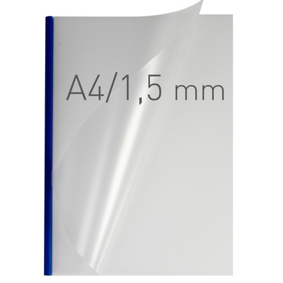 Coperti plastic PP cu sina metalica  1.5mm - transparent mat/albastru, Opus Easy Open