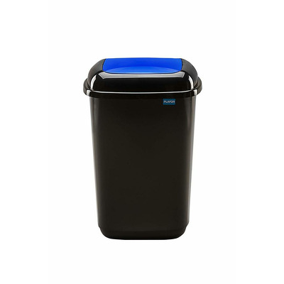 Cos plastic pentru reciclare selectiva, capacitate 45l, PLAFOR Quatro - negru cu capac albastru