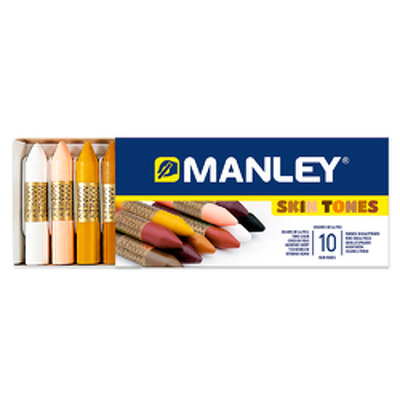 Creioane cerate, cutie carton, tonuri neutre, 10 culori/cutie - Manley Skin Tones