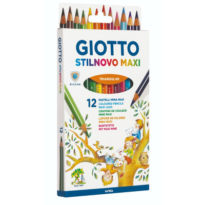 Creioane colorate 12 culori/cutie, GIOTTO Stilnovo Maxi