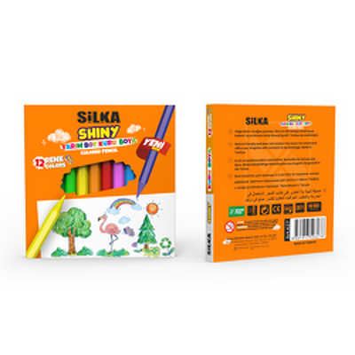Creioane colorate, 12 culori/cutie, SILKA Shiny Jumbo
