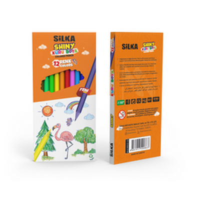 Creioane colorate, 12 culori/cutie, SILKA Shiny