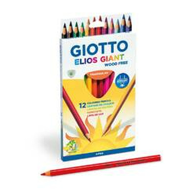 Creioane colorate, cutie carton, 12 culori/cutie, GIOTTO Elios Giant