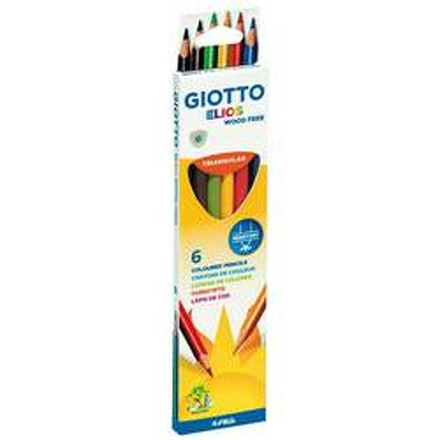 Creioane colorate, cutie carton, 6 culori/set, GIOTTO Elios