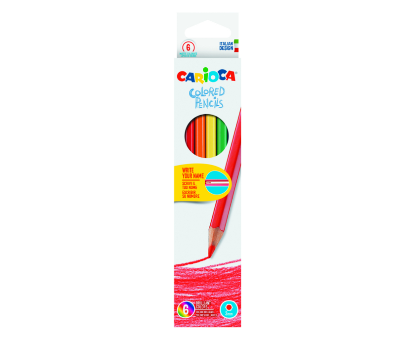 Creioane colorate, hexagonale,  6 culori/cutie, Carioca