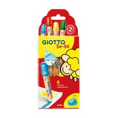 Creioane colorate jumbo cu ascutitoare, 6 culori/cutie, GIOTTO be-be