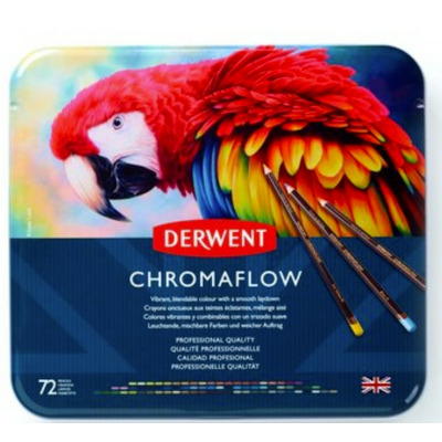 Creioane colorate professional chromaflow, cutie metalica, 72 buc/set