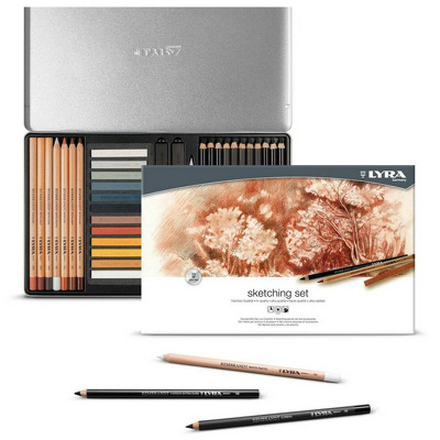 Creioane si accesorii, Rembrandt Sketching, pentru desene si schite, 27 piese/cutie metalica