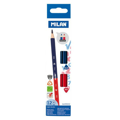 Creion bicolor rosu/albastru MILAN set 12 buc