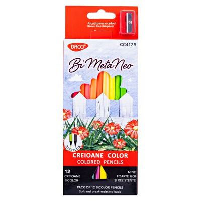 Creione colorate, 12 culori Bicolor meta neo