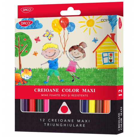 Creion color 12 culori MAXI triunghiular Daco