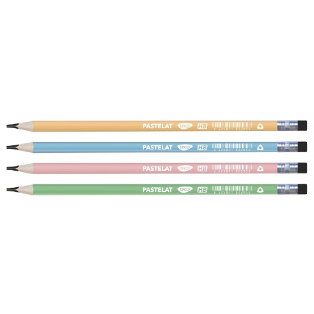 Creion negru cu radiera design pastelat