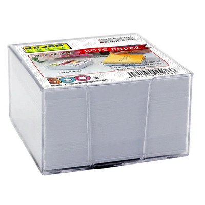 Cub hartie cu suport plastic, 75x75x50mm,  hartie culoare alba